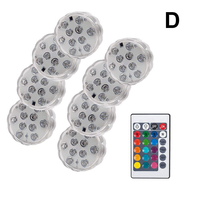 10Leds Duiken Knop Verlichting Led Zwembad Verlichting Aquarium Kleurrijke Licht Afstandsbediening Onderwater Waterdicht Lichten PAK55: d