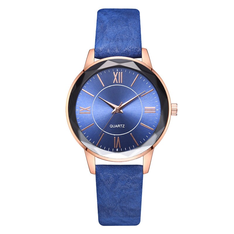 Vintage Quartz Horloge Romeinse Cijfers Wijzerplaat Met Pu Lederen Band NIN668: Blauw