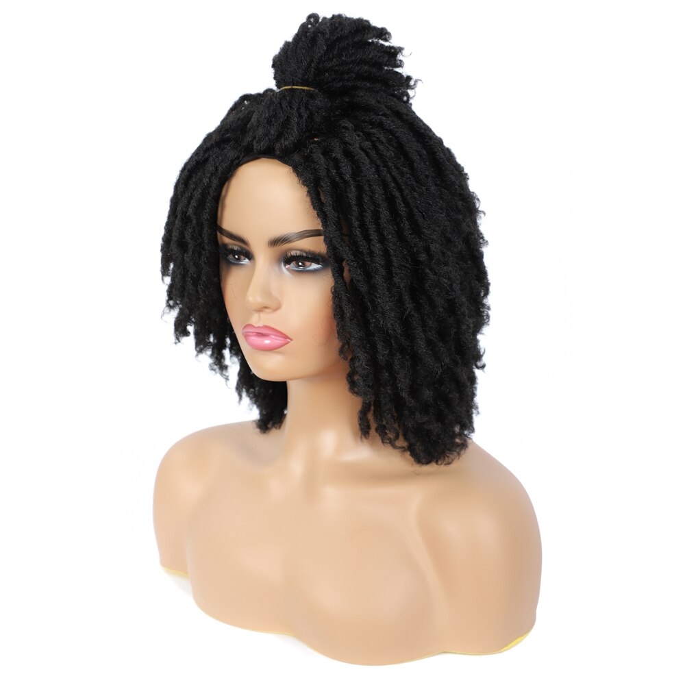 Peluca de rastas trenzada Twist negro marrón corta resistente al calor Crochet Soul Locs pelucas de pelo sintético para mujeres blancas y negras