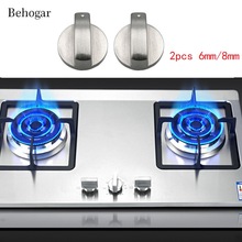 Behogar 2Pcs 6/8mm Universal Metal Rotary Switch Control Knobs Replacement for Kitchen Cooker Gas Stove Oven Cooktop Accessories
