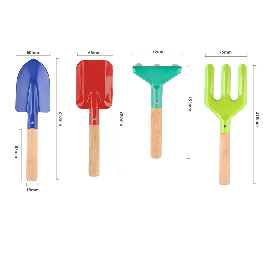 1 Set Kids Gardening Tools Shovels Fork Rake Trowel Kit with Wooden Handle