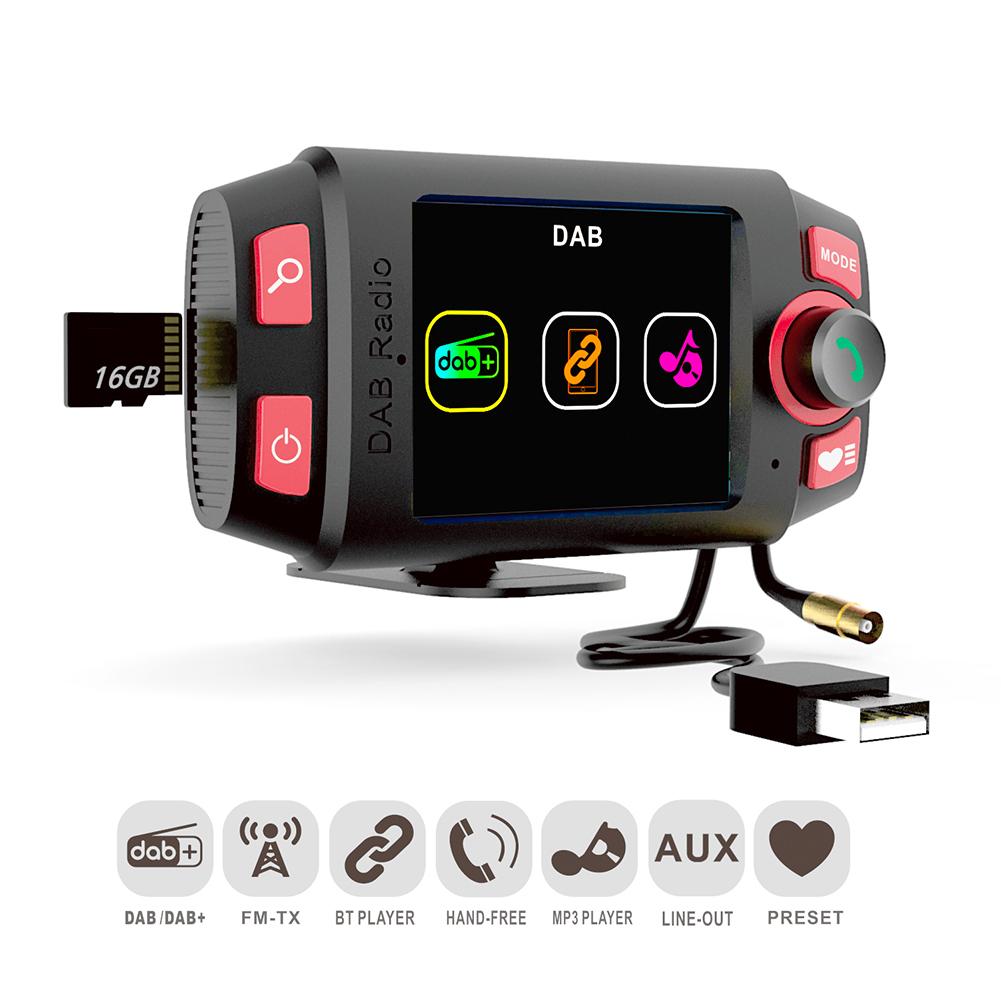 Car DAB+/DAB Radio Adapter Car FM Transmitter With 2.4 Inch Display And Bluetooth Car Mount MP3 Player Color Screen