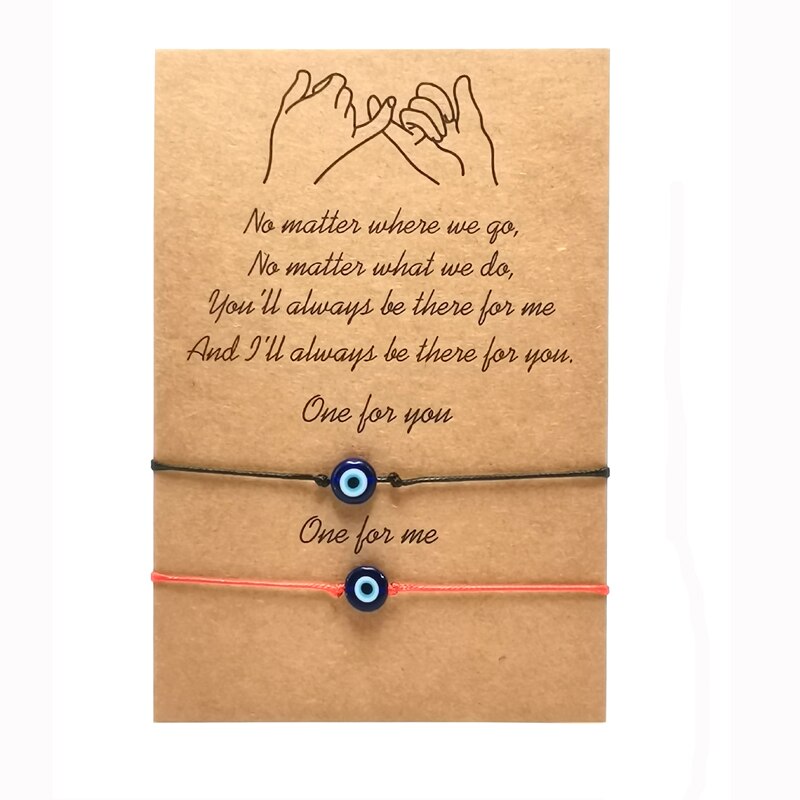 2 bracelets en fil rouge mauvais œil turc pour femmes et hommes, en corde tissée à la main, réglable, bijoux d'amitié pour Couple
