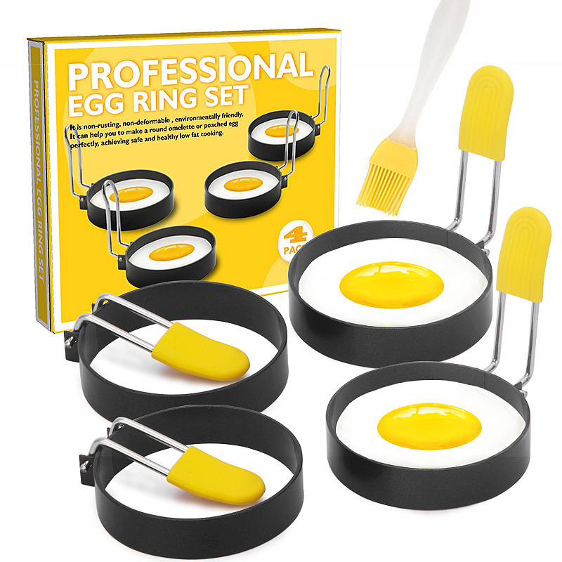 LMEETJMA 4 Uds anillos de huevo para freír huevos anillo redondo antiadherente de acero inoxidable para cocinar huevos para freír huevos y huevos Mcmuffins JT86: Verde