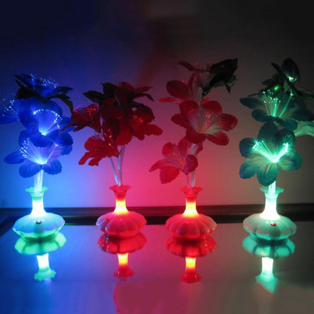 Fibre optique lampe fibre lampe à LED fibre fleur lumière belle colorée en plastique Kapok Vase noël maison Bouquet chambre fibre optique