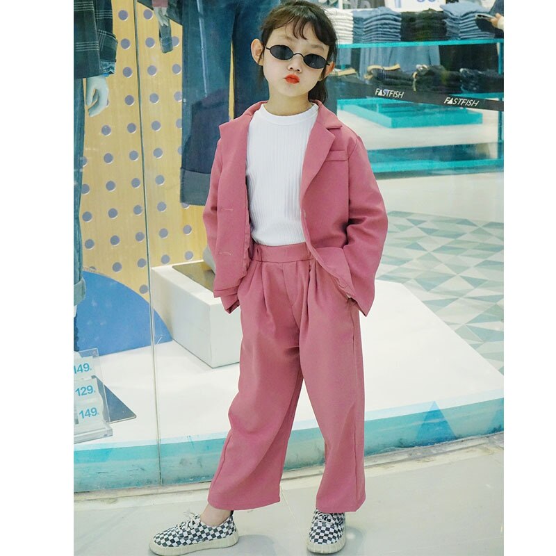 Bléiser-Conjunto de ropa para niños de 3 a 8 años, traje de dos piezas de manga larga, color morado, para primavera y otoño: Rosa / 100cm