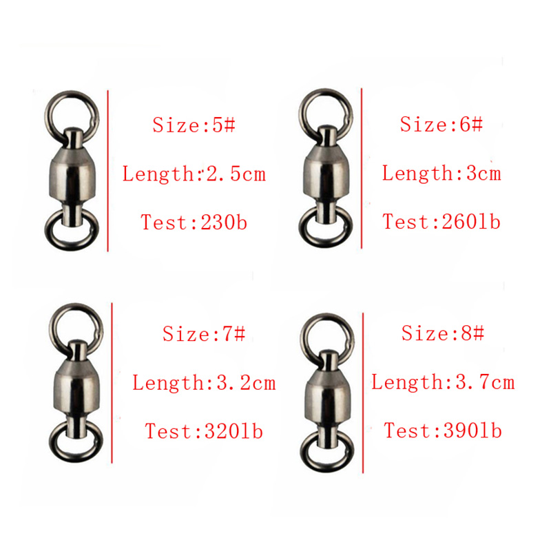 Hyaena 50 Pcs Kogellager Vissen Swivel/Solid Ring Messing/Nickle Zee Vissen Wartels Connector Size1 #-8 #