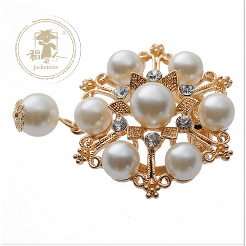 2018 gorący sprzedaż moda broszki ślubne w stylu klasyczny złoty zatrzymać kryształ górski perła szalik klip elegancki stanik biżuteria