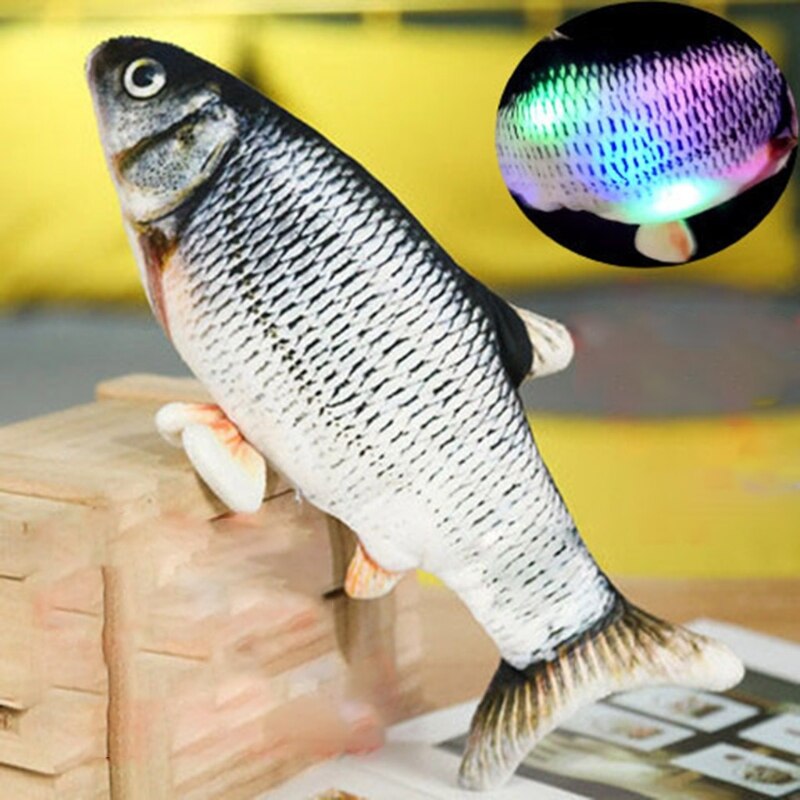 54DF Electric Moving Fish Cat Toy LED Realistic Plush Simulation Wagging Dancing Jumping Fish Pets Chew Bite Kick Toy