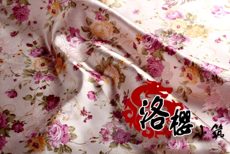 Hanfu baby kostume silke cos tøj vævet damask jacquard brokade stof pink pæon hvid