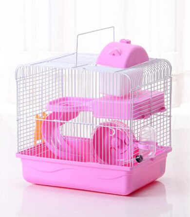Hamster Cage Double-decker Castle Deluxe Villa Cage Hamster Cave Pet Cave: Pink / M