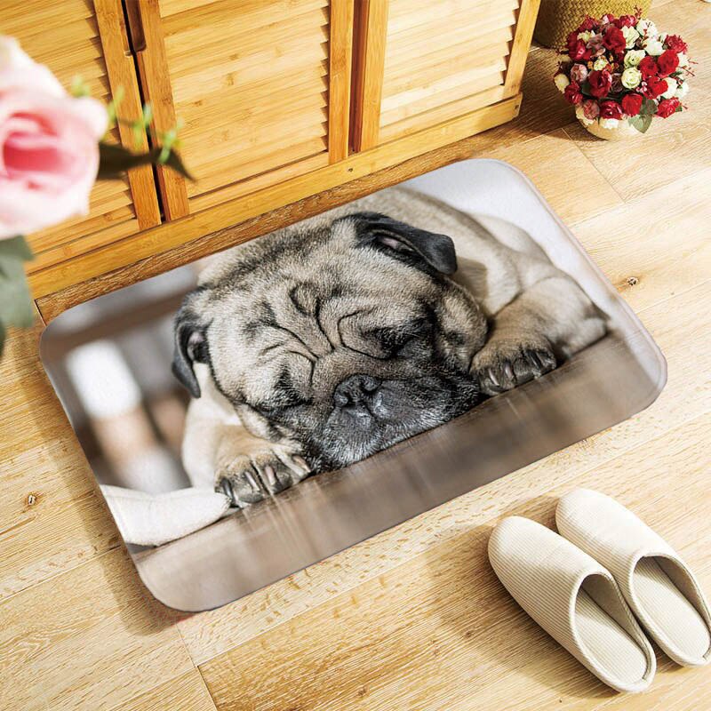 Adorkable Pug dogs printed doormat Entrance floor mats soft door mat antislip 40x60cm Bathroom Mats, Canis lupus familiaris QX: 9