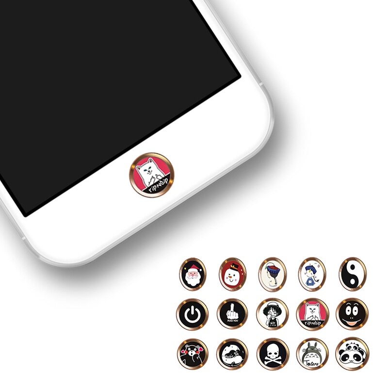 Uds de dibujos animados lindo ID táctil hogar botón pegatina para iPhone5 5S 6 6S 7 7 Plus para Ipad aire mini 2 de identificación de huellas dactilares teclado