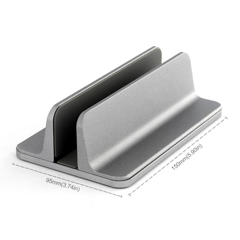 Vertikal verstellbarer laptopständer aus aluminium für macbook pro, air, tragbare notebooks, tablets, aufbewahrungsmöglichkeiten, basis und buchhalter: Grau einzeln