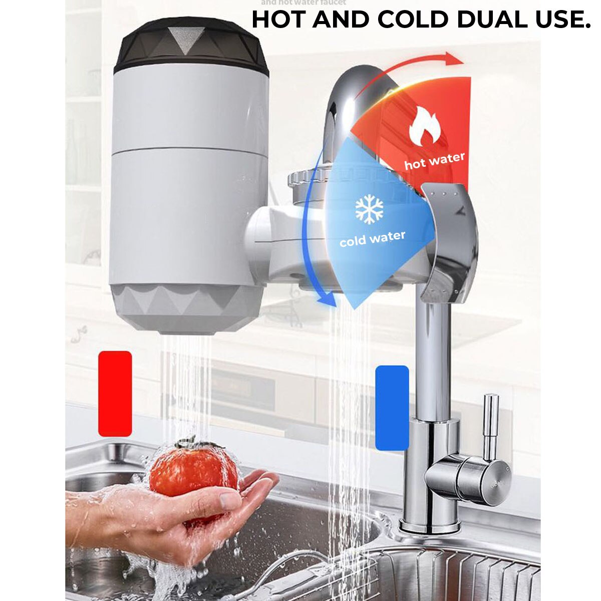 3000W Electric Kitchen Water Heating Tap Instant Water Faucet Heating Tankless Water Heater LED Display