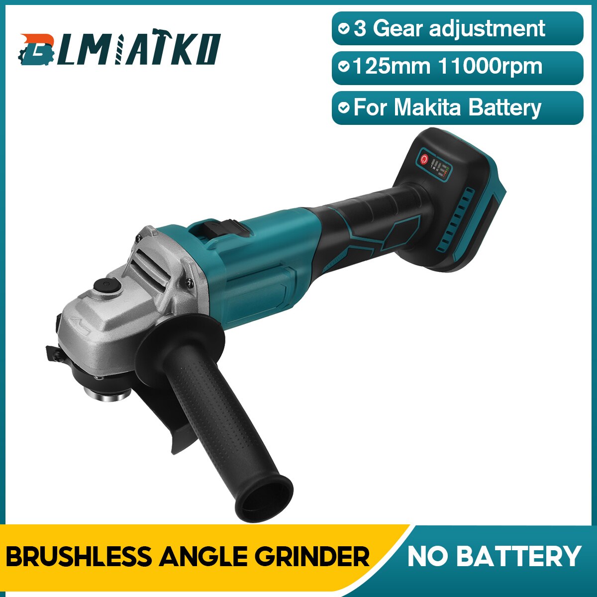 100/125mm 800W 3 Speed Brushless Cordless Impact Angle Grinder For Makita 18V Battery Power Tool Cutting Machine Polisher