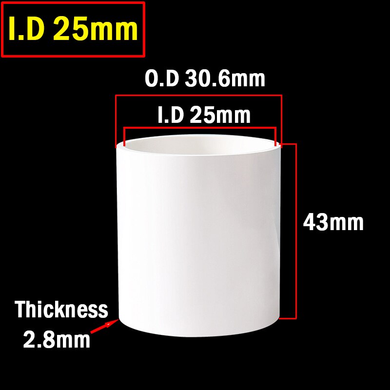 20~50mm White PVC Pipe Connector Direct Aquarium Tank Fittings Water Supply Adapter Irrigation System Garden Water Connectors: 25mm White