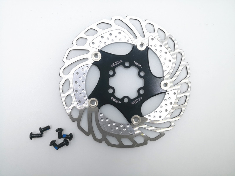 140mm/160mm/180mm/203mm dh mtb terrengsykkel kjøling bremserotorer nedover bakke flytende sykkelbrems seks spikerskive: Svart 160mm