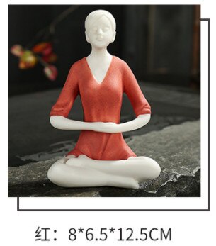 Adornos de té para mascotas de Yoga Kungfu, arcilla púrpura, arena, té para mascotas, accesorios de cerámica hechos a mano para el té, decoración del hogar, artesanías, herramientas para el té: Rojo