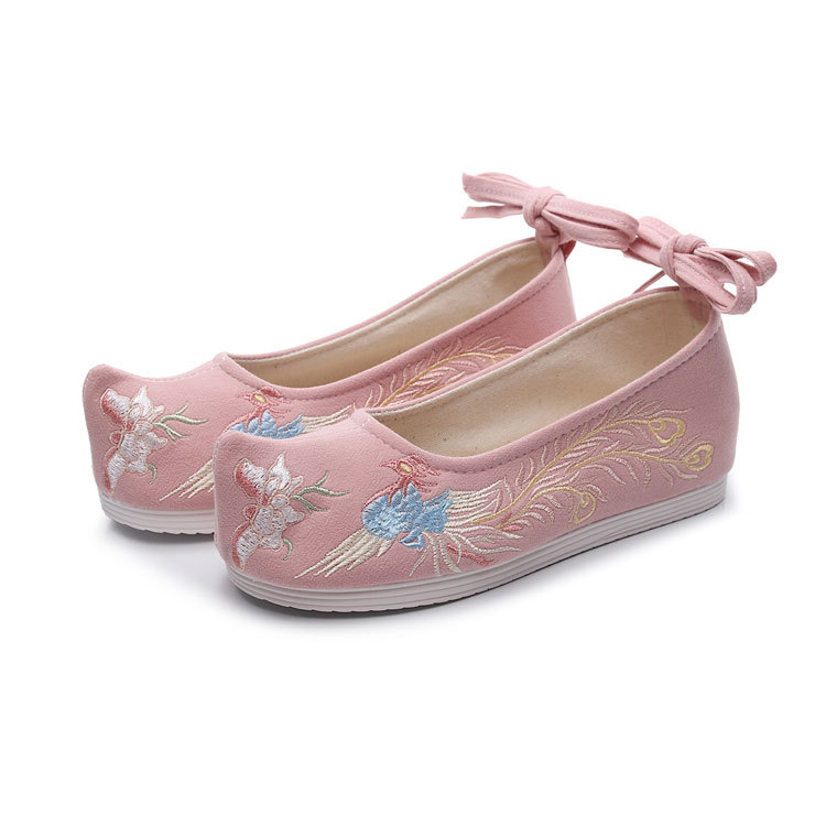 Embroidered Shoes With Cheongsam Costume Shoes Single Shoes Chinese Style Flat Hanfu Old Beijing Embroidered Cloth Shoes Show