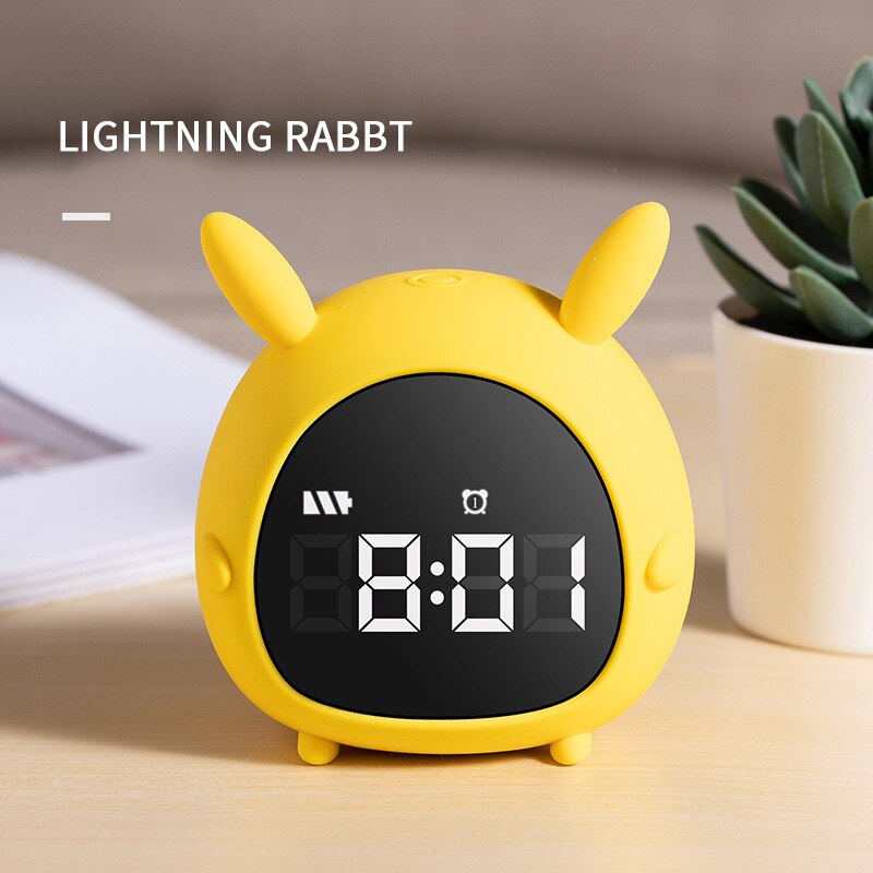 Multifunctionele Nachtkastje Voice-Activated Nachtlampje Met Wekker Countdown Timing Voeden Lamp Nachtlampje: Lightning Rabbit