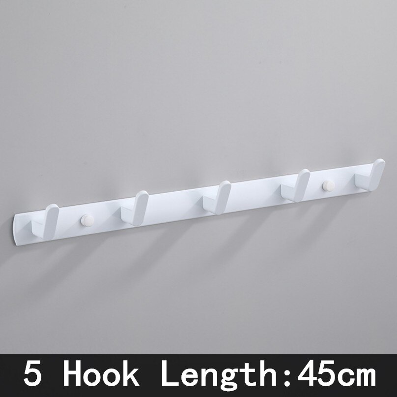 Zwart Wit Gewaad Haak Badkamer Handdoek Haken Handdoeken Zak Hoed Haak Wandmontage Kleding Coat Hook Muur Hanger Badkamer Hardware: White- 5 Hook