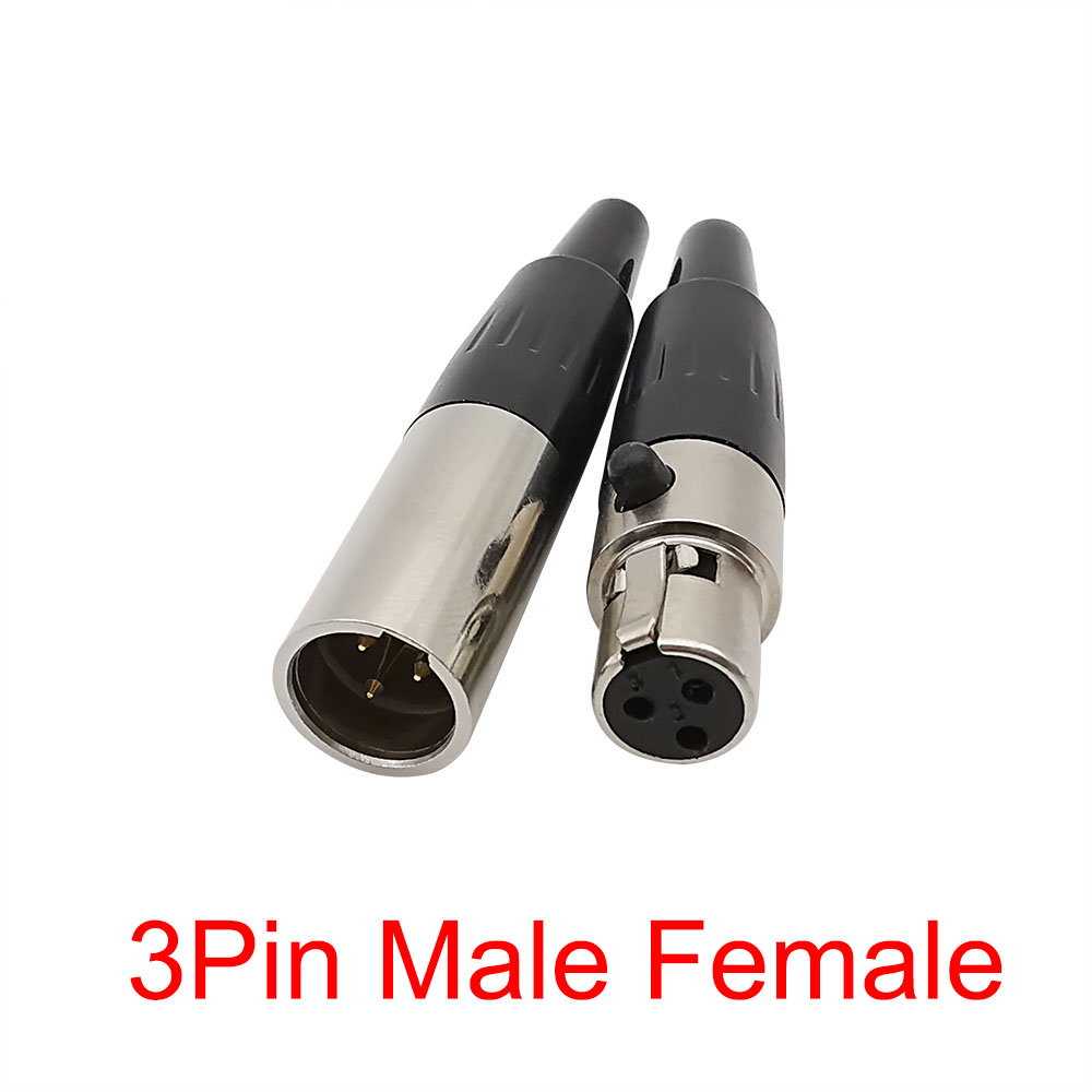 Mini XLR 3 pines 4 pines 5 pines 6 pines enchufe hembra macho micrófono conector de Audio Cable adaptador de micrófono de soldadura: Plata