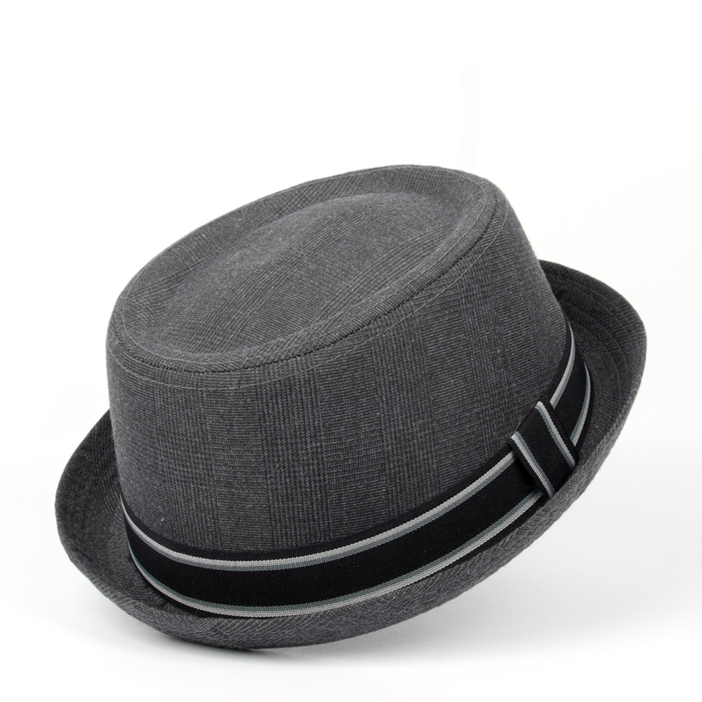 Mannen Fedora Hoed Platte Pork Pie Hoed Voor Gentleman Vader Bowler Porkpie Jazz Hoed Grote Maat Sml Xl