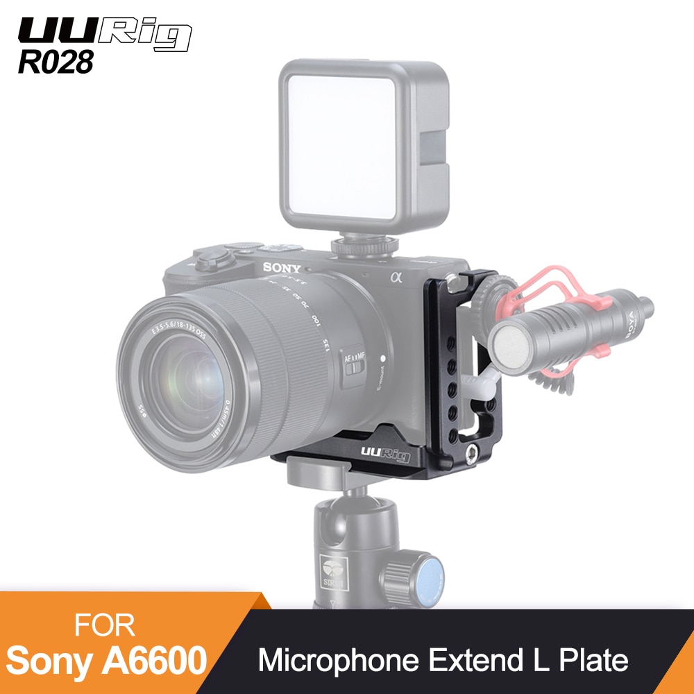 UURig R028 Quick Release Plate L Bracket for Sony A6600 Microphone Extend Tripod Holder Dual Arca Swiss
