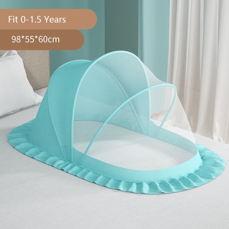 Baby Bed Mosquito Net Universal Crib Dome Canopy Netting Summer Kids Room Mosquito Proof Cover Foldable Hanging Bed Curtain: GRAY