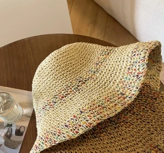 Straw Hat for Women Handmade Summer Hat Beach Travel Outdoor Summer Sun Hat Perfect for Panama Cap: CINZA