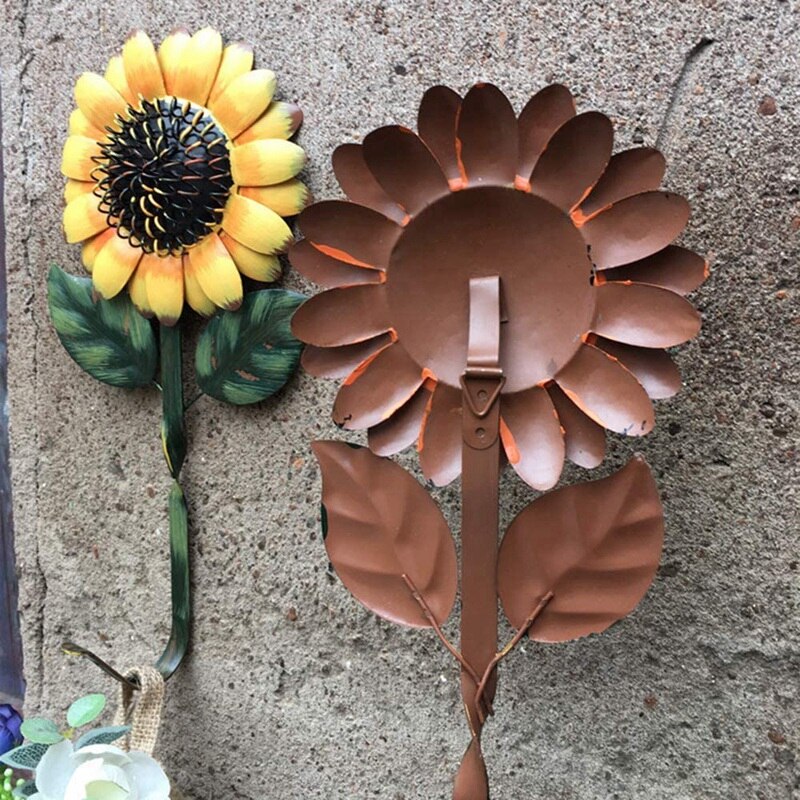 2 ganchos decorativos Vintage, gancho de girasol de Metal para llaves, colgadores de pared de cocina, decoración de pared, gancho de pared de Metal, accesorios, soporte para