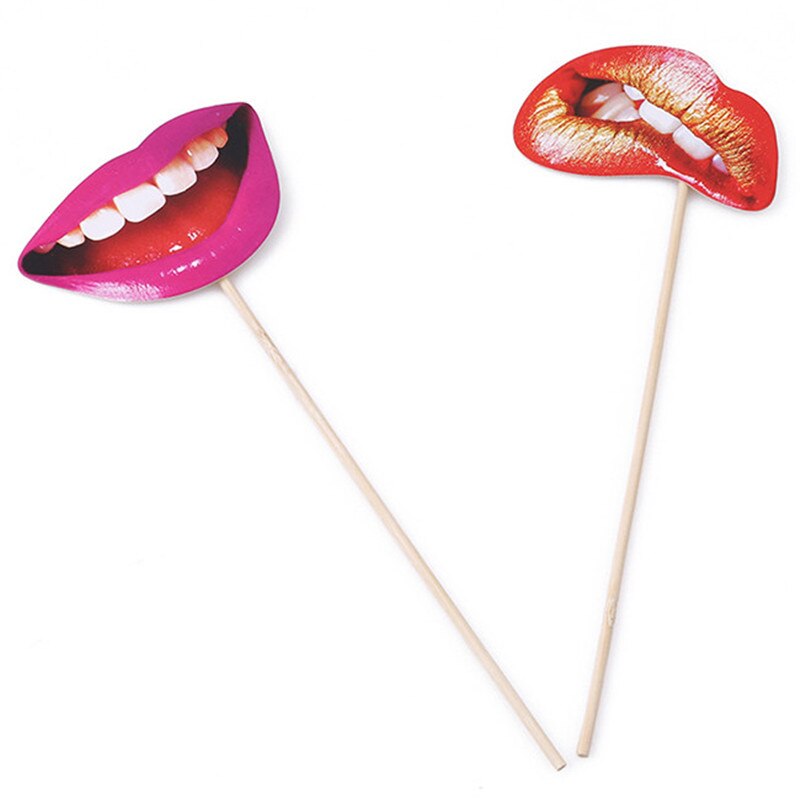 20pcs/pack Funny Lip Mouth DIY Photo Props Booth On A Stick For Women Girls Wedding Birthday Decoration Party Supplies