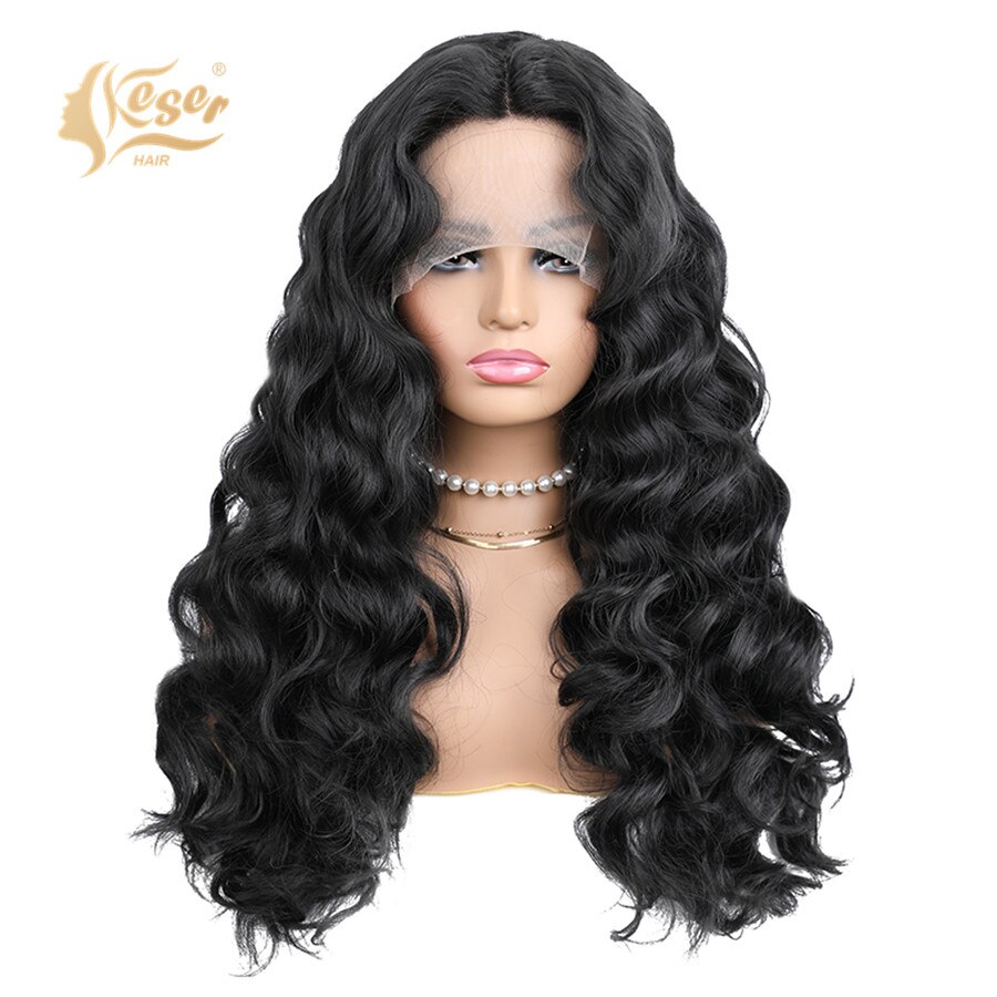 Keser Losse Golf Synthetische Lace Front Pruik Voor Zwarte Vrouwen Hittebestendige Haar Kant Frontale Pruiken Met Baby Haar Perruque cheveux