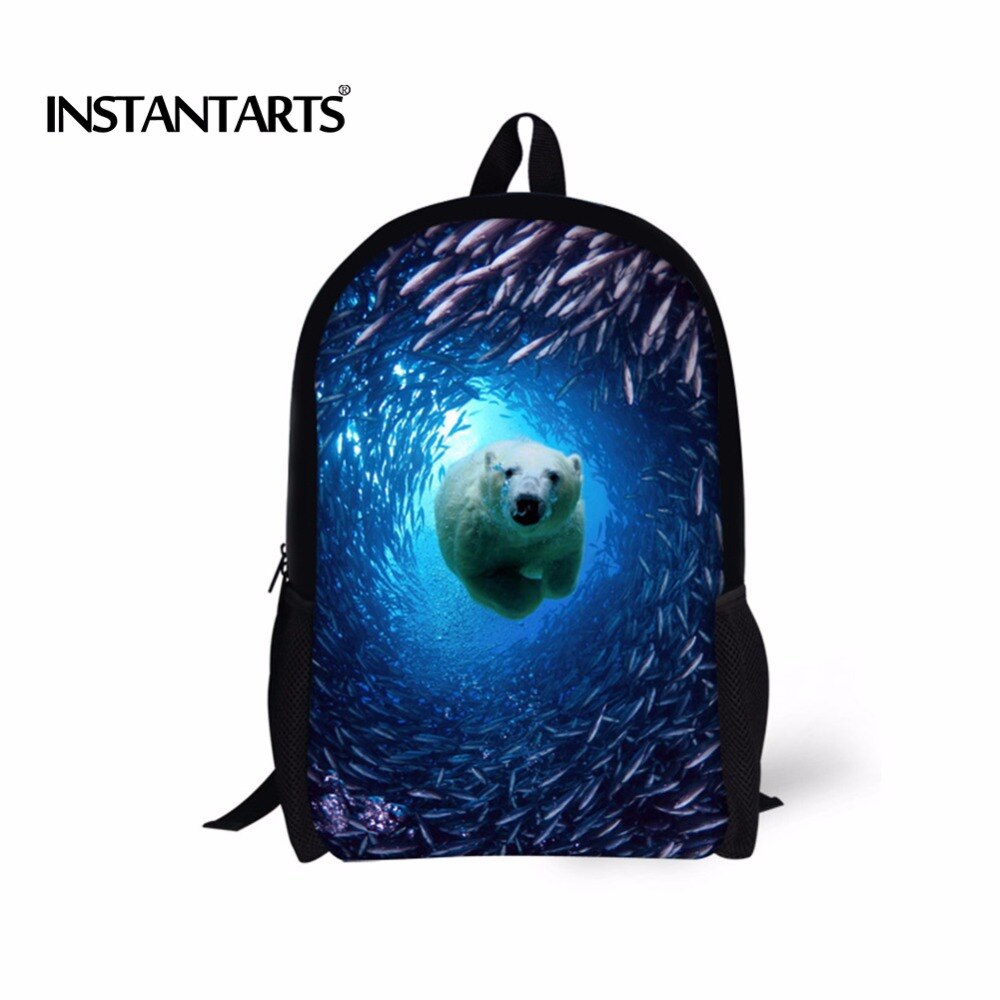 INSTANTARTS Ocean Animal Printing School Bags For Teenagers Boys Children Schoolbag Backpack Best Bag Mochila