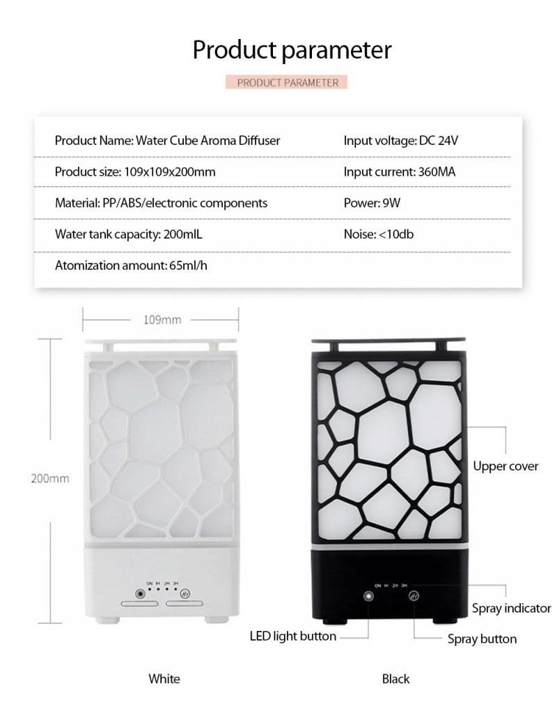 Humidificateur d&#39;air Cube d&#39;eau, veilleuse colorée, purificateur d&#39;air, diffuseur de beauté, hydratant, atomiseur ultrasonique, accessoires pour la maison