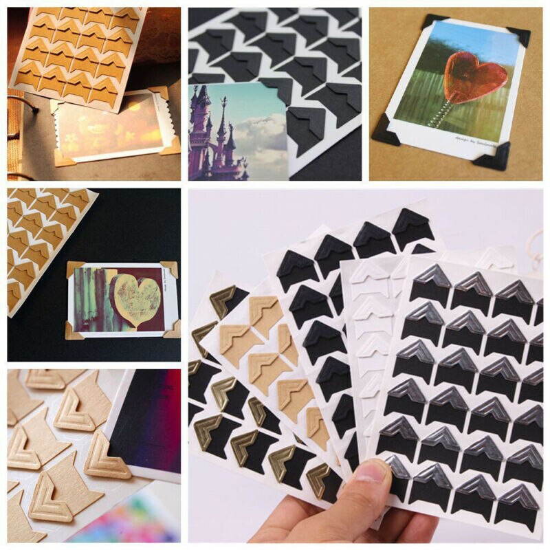 120Pcs Mounting Photo Frame Sticker Paper Corner Sticker for Scrapbooking Album Self-adhesive Card Photo Frame Corner Sticker