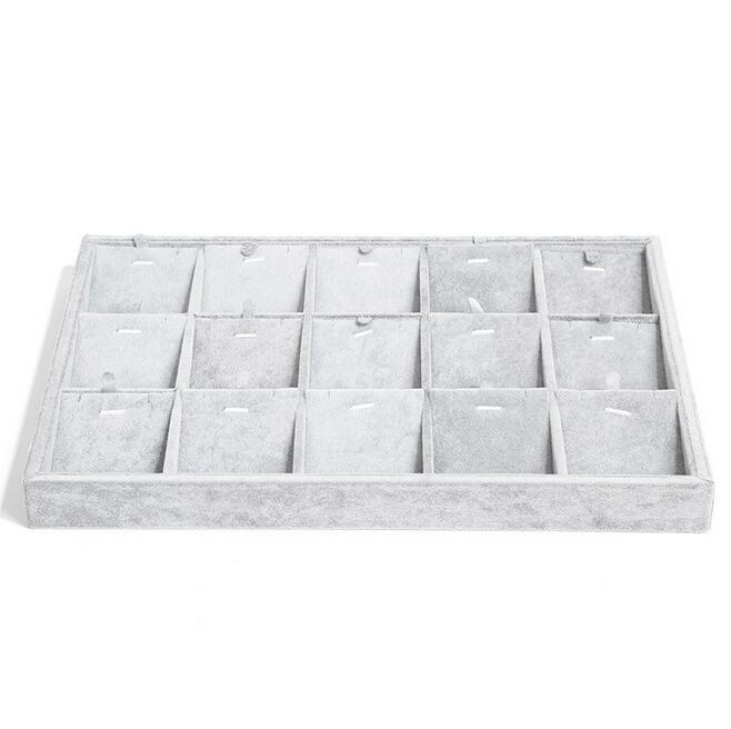 Ice Grey Velvet Jewelry Tray Jewelllery Storage Box Watch Holder Necklace Ring Earrings Pendant Display Organizer Series