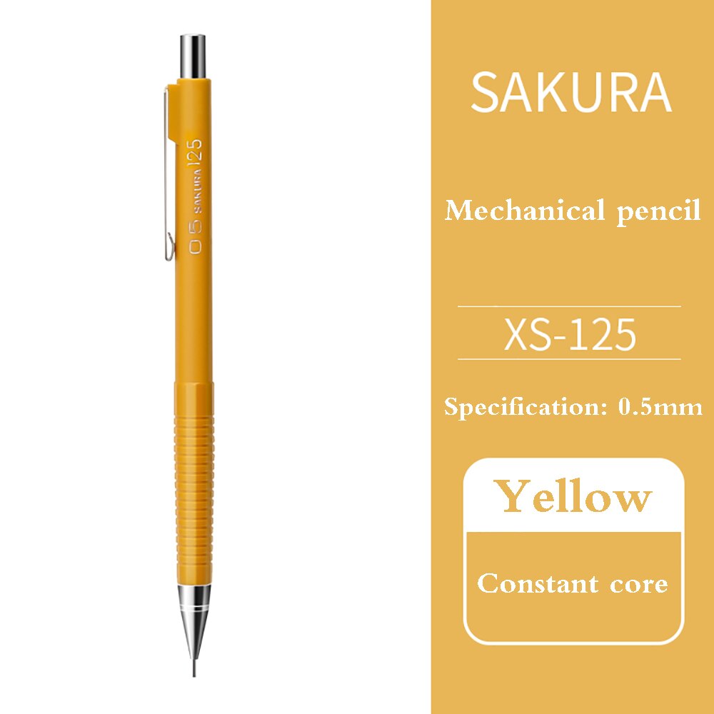 Crayon automatique japonais Sakura XS-123/125, 4 pièces, pour étudiants, , dessin, peinture, noyau Anti-rupture 0.3/0.5/0.7MM: 4Pcs yellow 0.5mm
