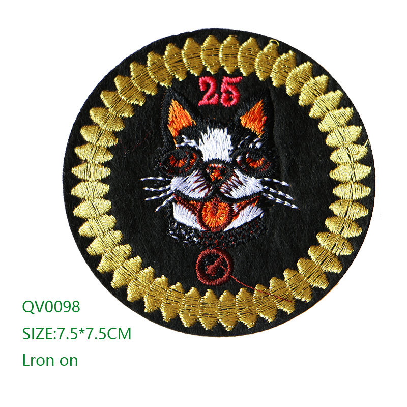 Leuke Hond, Kat, smiley Ronde Icoon Geborduurde Ijzer Op Patches Voor Kleding Diy Strepen Kleding Patchwork Sticker Custom Badges: QV0098