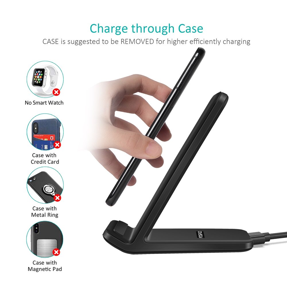 Fdgao 15W Qi Draadloze Oplader Voor Iphone 11 Pro X Xs Max Xr 8 Samsung S8 S9 S10 S20 snelle Draadloze Lading Desktop Charging Stand