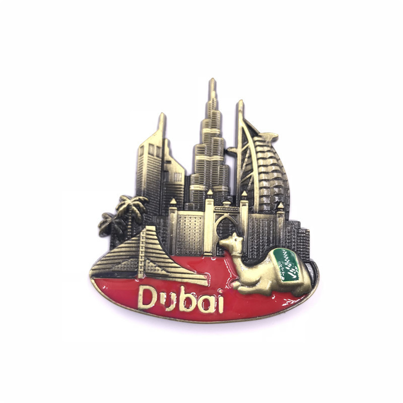 Dubai Metal Fridge Magnet Building UAE Alloy Burj Khalifa Travel Souvenir Magnetic Refrigerator Stickers Home Kitchen Decoration