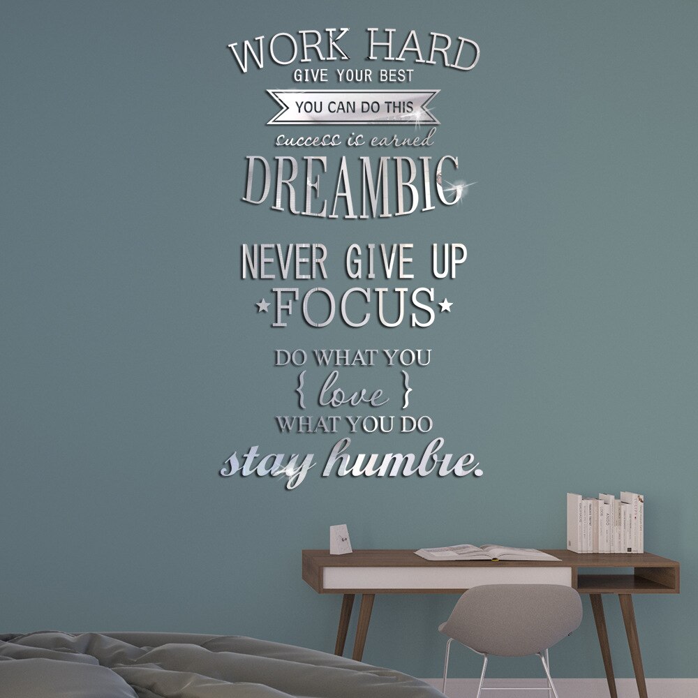 English Letters Proverbs Work Hard Wall Stickers Wallpapers Kid Baby Room Bedroom Decor Dormitories Removable Waterproof