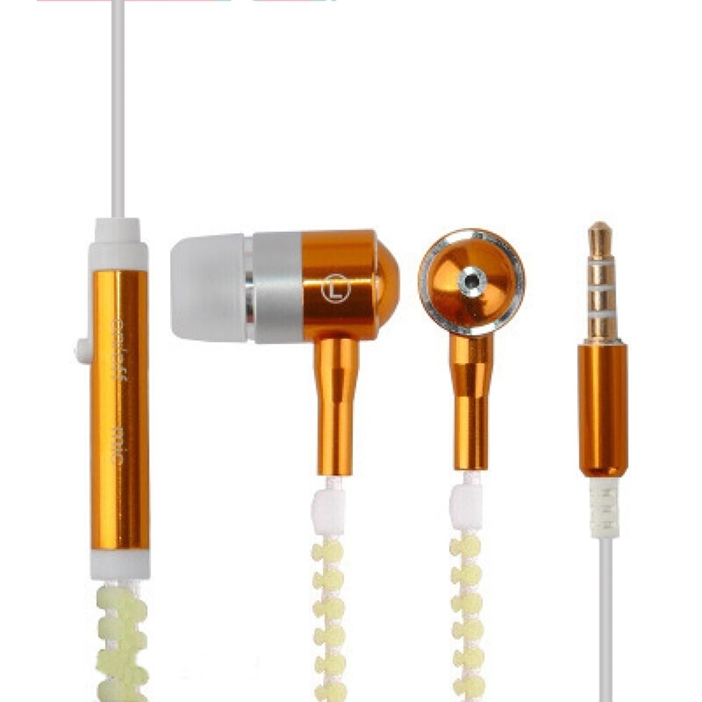 Lichtgevende Headset Muziek Bedrade Koptelefoon Gloeiende Rits Oordopje Sport Oordopjes Voor Iphone Samsung Xiaomi 3.5Mm Headset Plug: C