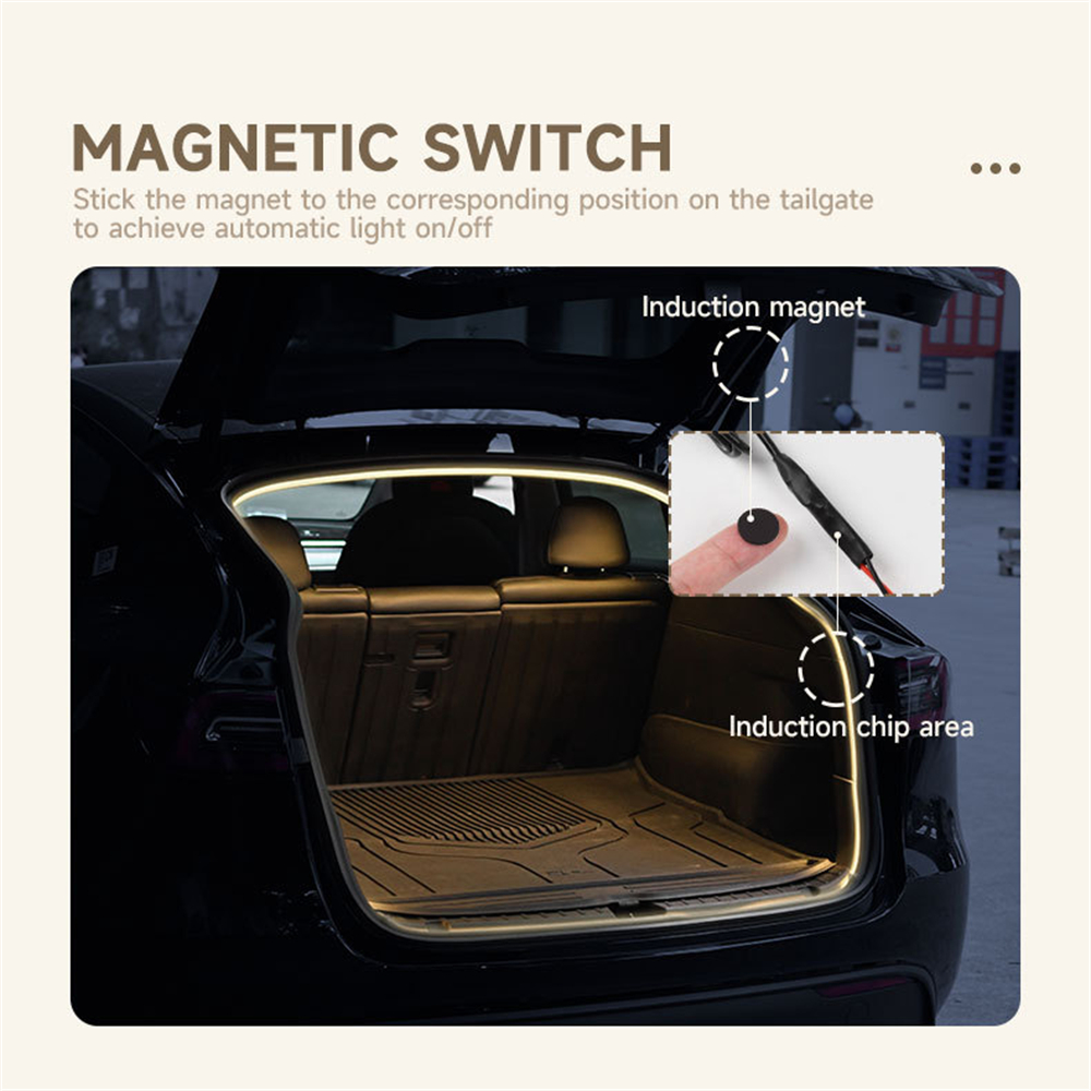 Iluminación ambiental para coche, tira de luces para maletero, iluminación ambiental de 12V, tira decorativa de inducción magnética, iluminación LED para Interior de coche