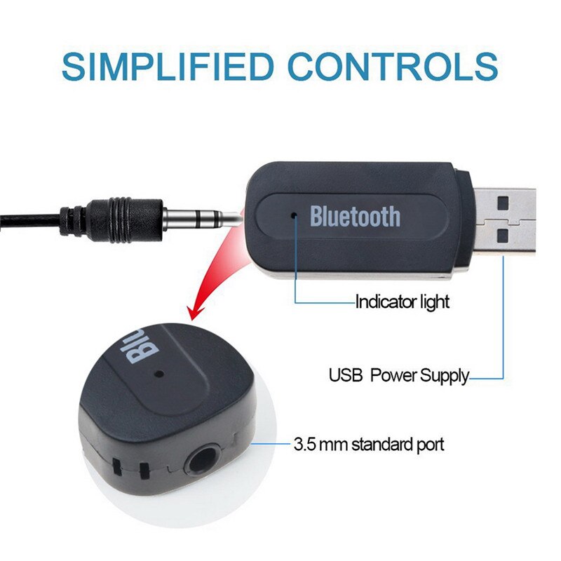 3.5Mm Jack Bluetooth Audio Receiver Adapter Draadloze Muziek A2DP Dongle Met Aux Zender Usb Opladen Voor Auto Speaker Speler