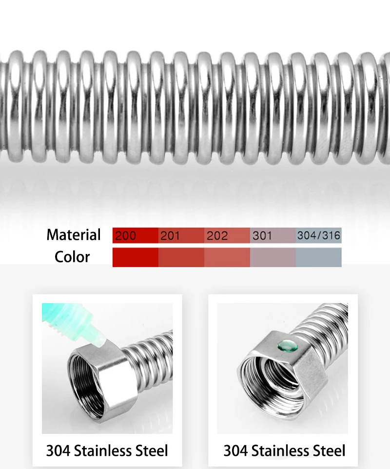 Shower Hose 10/20/30/40/50/60/80/100cm Bellows Extension Tube 1/2" 3/4" Male Female Connector 304 Stainless Steel Water Heater