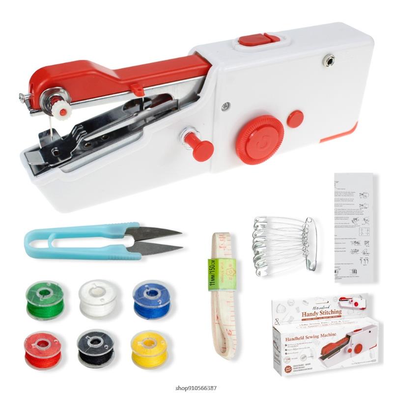 Mini Machine à coudre électrique à piles, petite Machine à coudre portative, Gadget domestique utile pour débutants et adultes, directe: Red