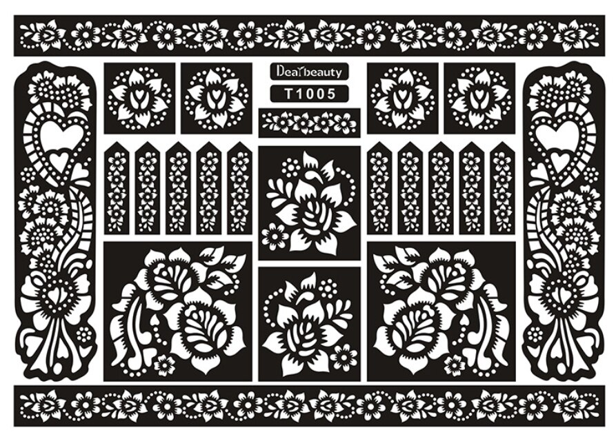 1pc KD22 plantilla para tatuajes manos/plantillas de tatuajes de Henna para pintar mehndi cuerpo pintura Kit de suministros: T1005
