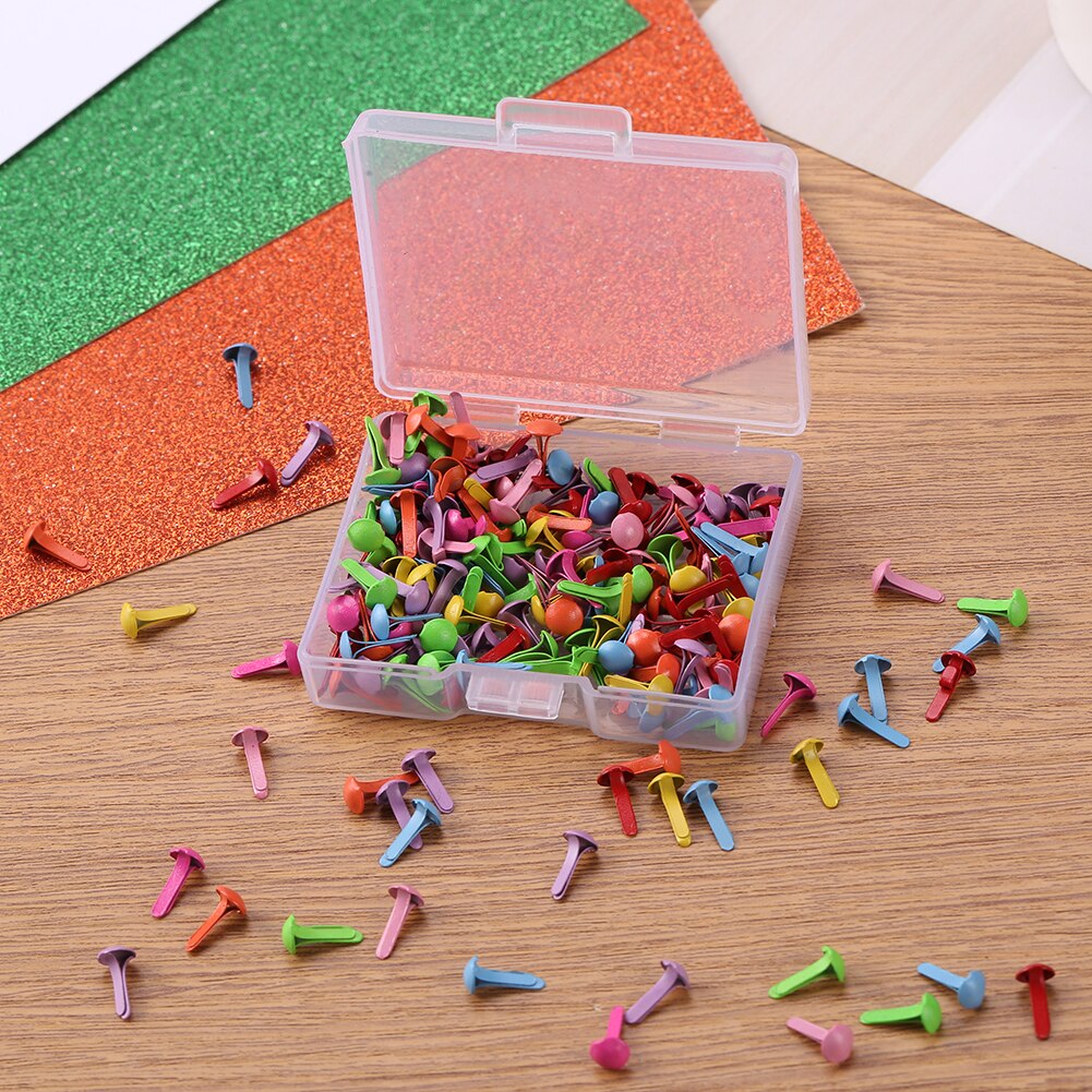 200pcs Mixed Round Scrapbooking Embellishment Fastener Brads Metal Crafts For Diy Handicrafts Decoration Nail Wallet Decor